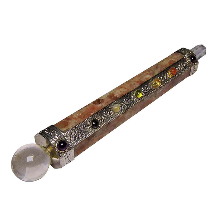 Third eye Chakra Symbol Pencil with Sun Stone gemstone- chakra collections