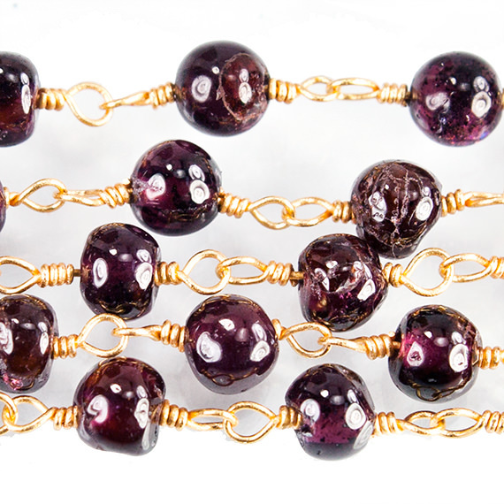 Handmade Supplier Of Garnet Plain Round Wire Wrapped Chain