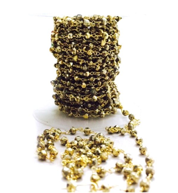 Manufacturer Of golden Pyrite Gemstone Rosary Chains