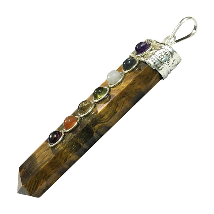 Large Chakra Symbols Sterling Silver Pencil with natural gemstone