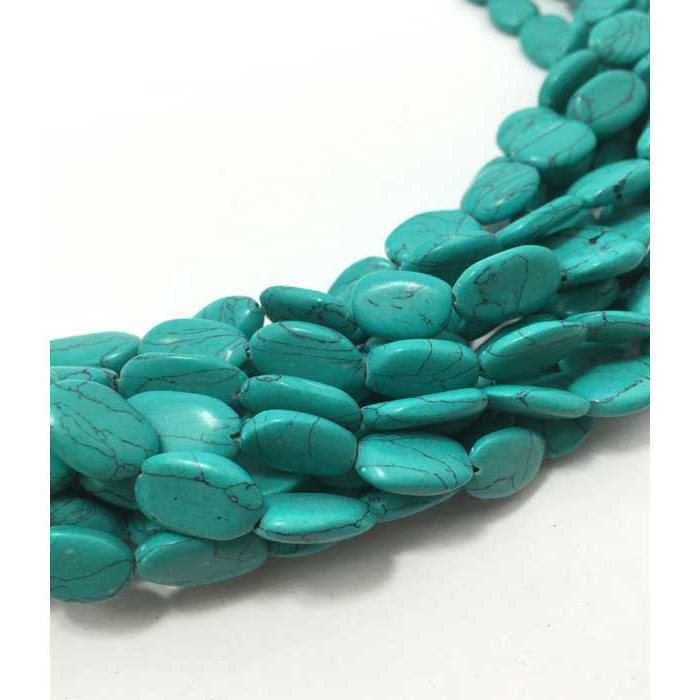 Natural Green Turquoise Plain Oval 9MM To 12MM Beads
