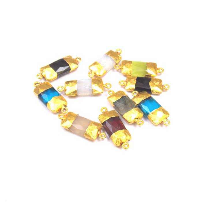 Online Gemstone Double Bail Connector |Electroplated Jewelry |