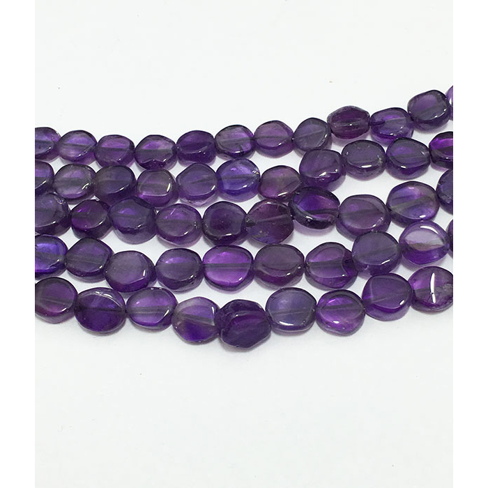 Genuine African Amethyst Plain Coin 5MM to 6MM Beads