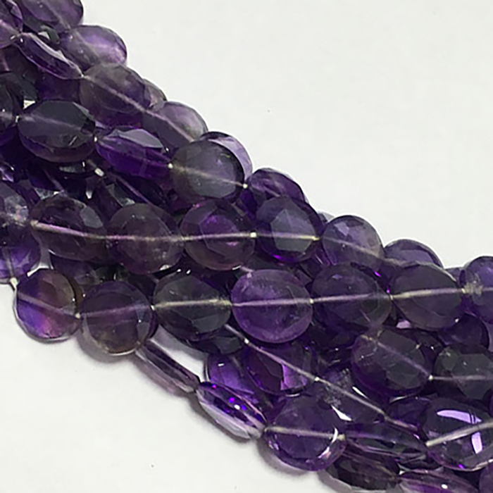 Exporter African Amethyst Faceted Coin 8MM to 9MM Beads