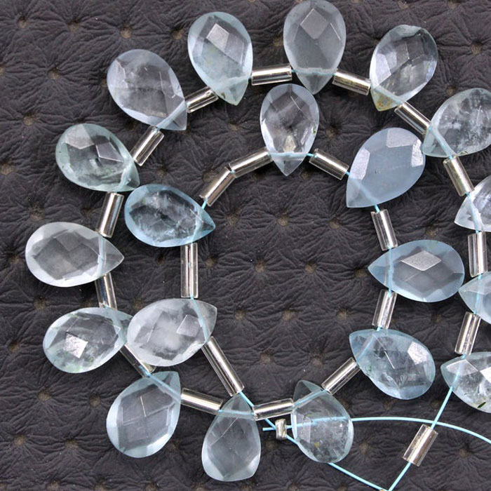 best quality Aquamarine Side Drill Pear Drop Beads Strand manufacturer