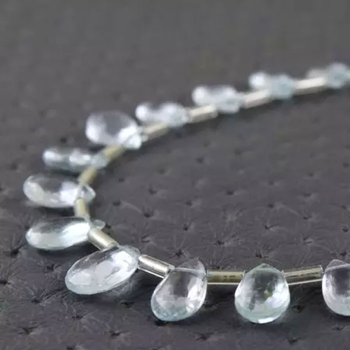stunning Aquamarine Side Drill Pear Drop Beads Strand wholesale price