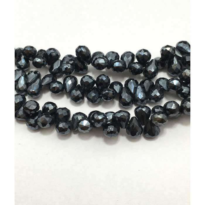 Genuine Black Onyx Faceted Pear 8mm to 10mm Beads
