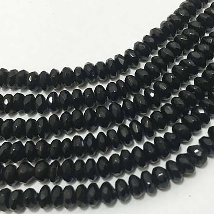 Stunning Black Stone Onyx Hand Cut Faceted Rendell 4mm to 4.5mm Beads