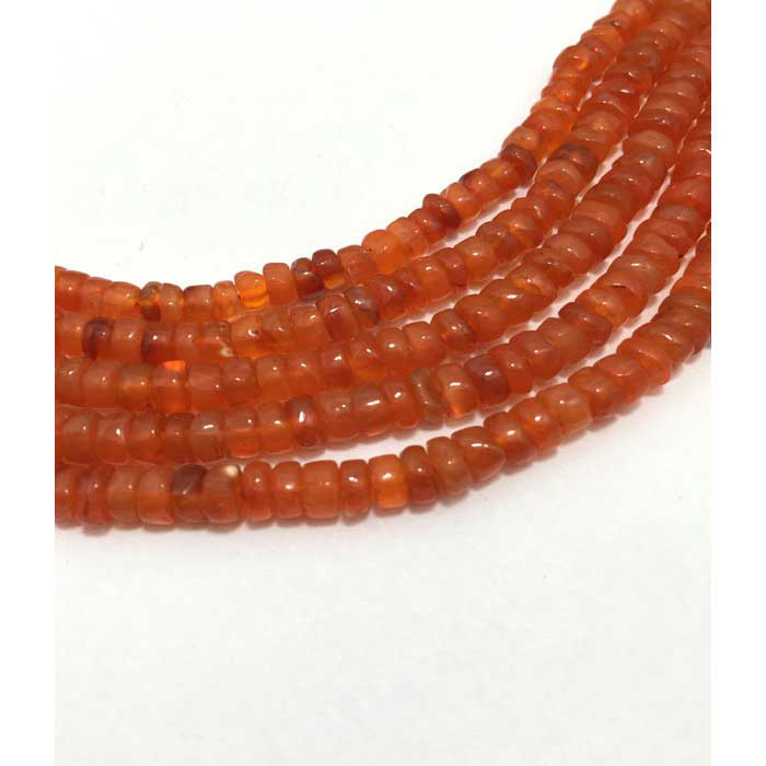 Semi Precious Carnelian Plain Tyre (Wheel) 4mm to 5mm Beads