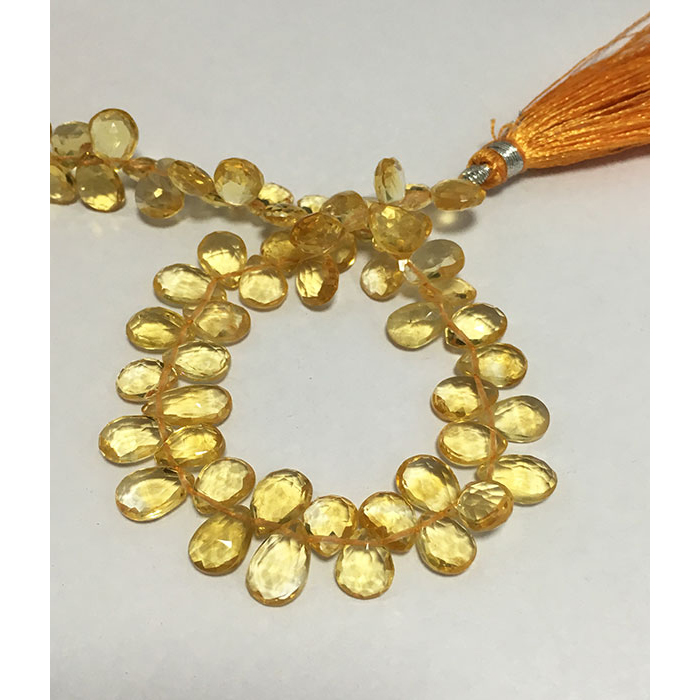Semi Precious Citrine Faceted Pears 7MM TO 8MM Beads