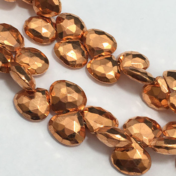 Manufacturer Copper Pyrite Faceted Hearts 8mm to 10mm Beads