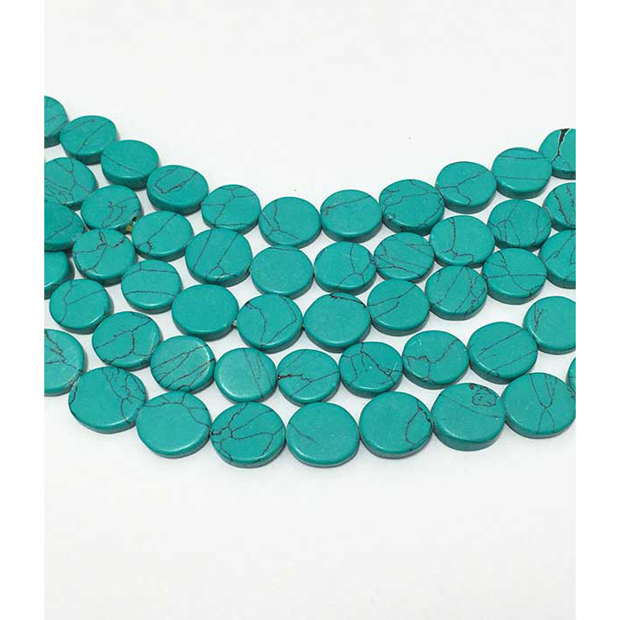 Manufacturer Green Turquoise Plain Coin 8MM To 9MM Beads
