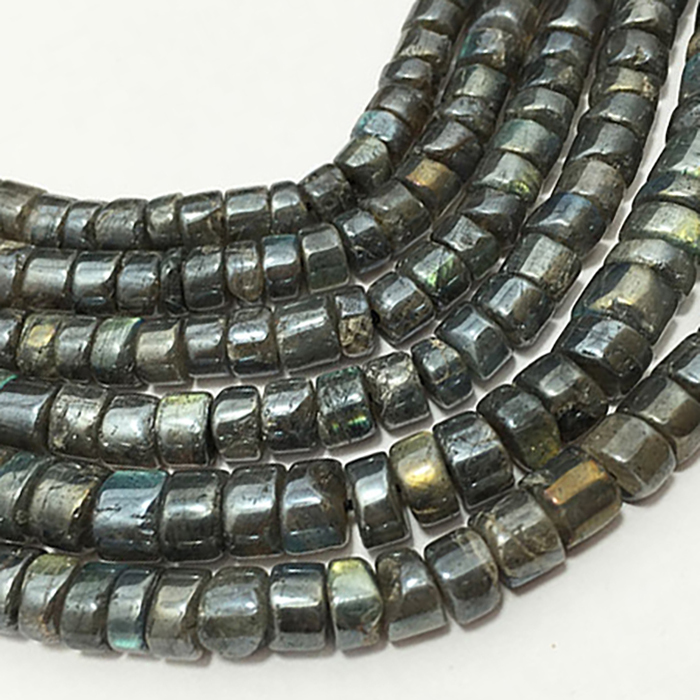 Natural Labradorite Plain Tyre (Wheel) 5Mm To 6Mm Beads