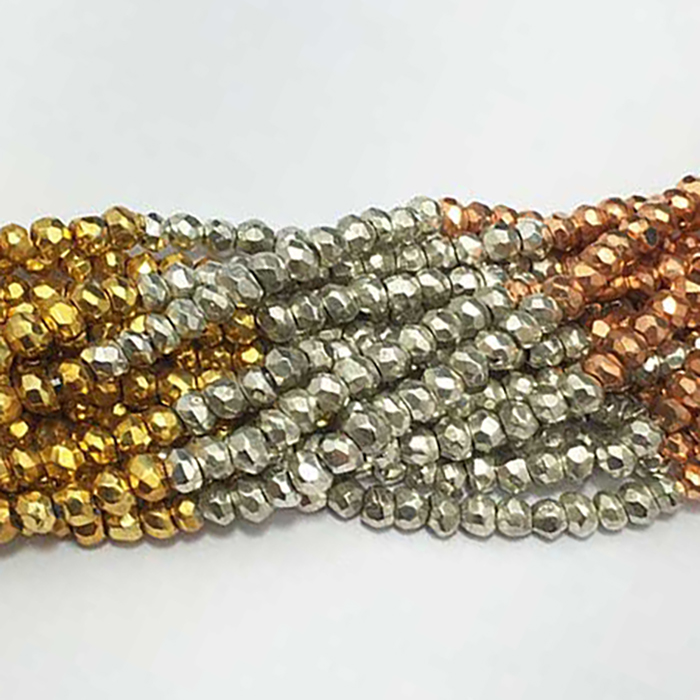 Online Ready Stock Multi Color Pyrite Faceted Rondell 3.5mm to 4mm Beads