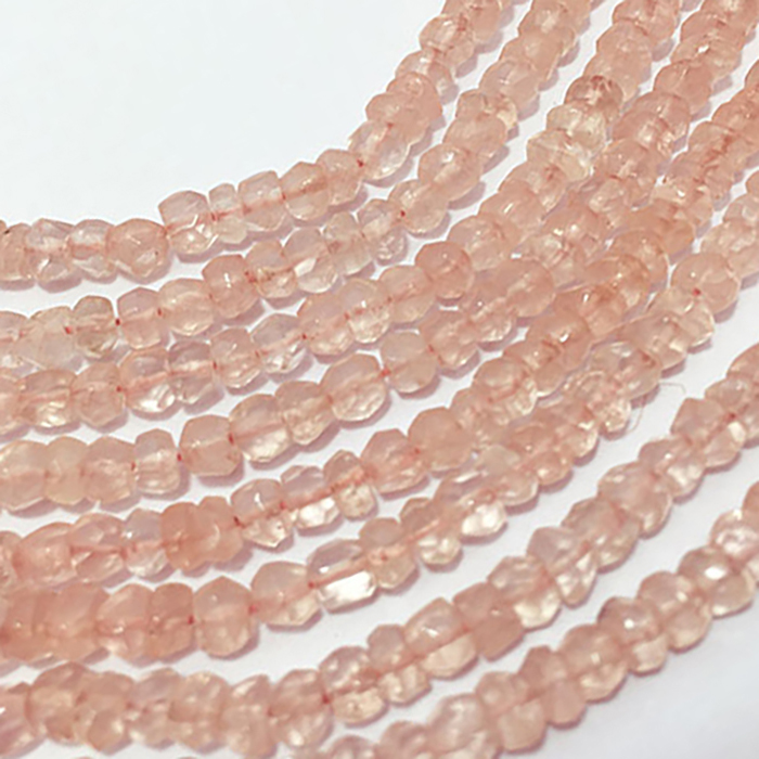 Natural Rose Quartz Faceted Roundel 4MM Beads