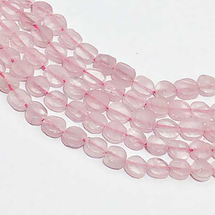 Semi Precious Rose Quartz Plain Coin 6MM To 7MM Beads