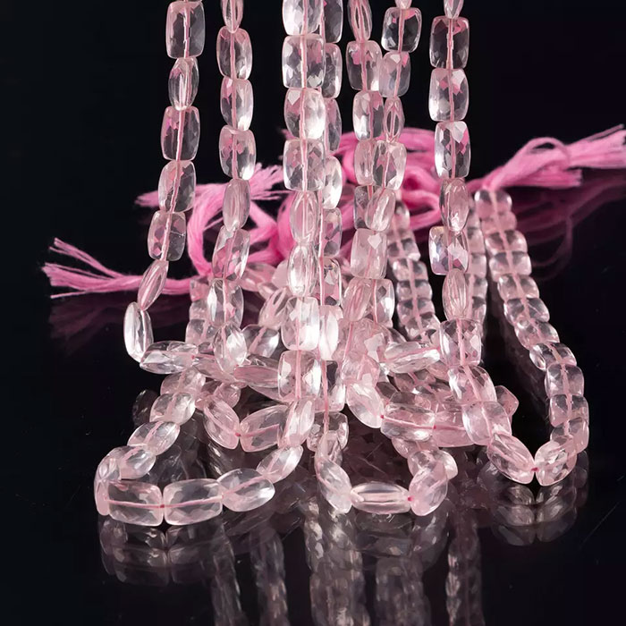 online selection of Rose Quartz Faceted Beads Strands for mala