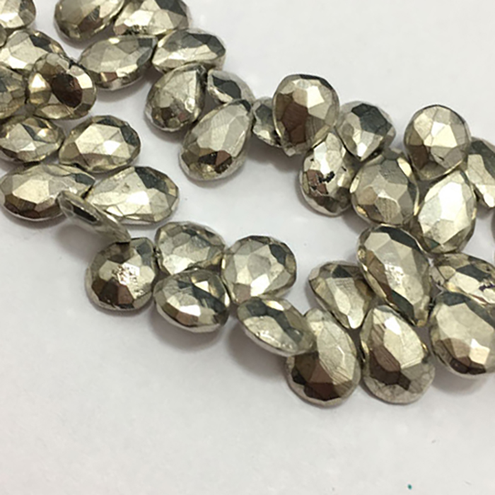 Supplier Silver Pyrite Faceted Pears 9mm to 11mm Beads