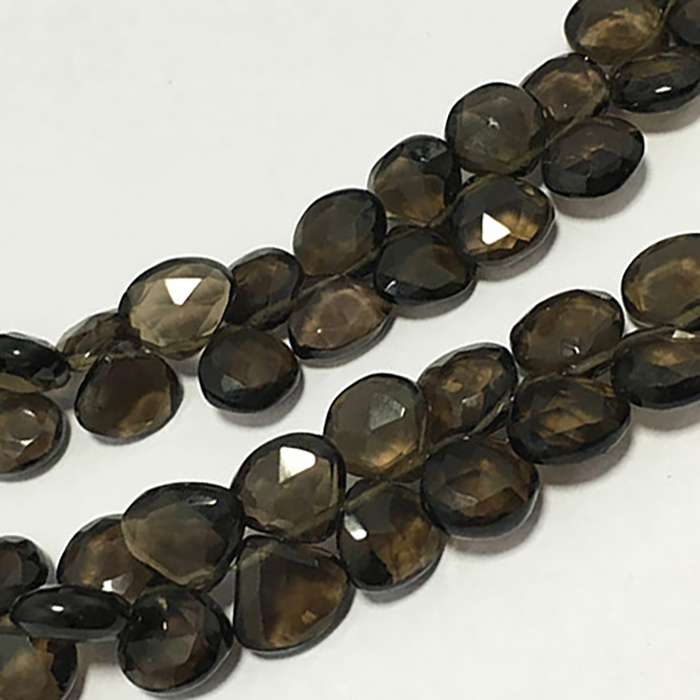 Stunning Smoky Quartz Faceted Hearts 8mm to 9mm Beads