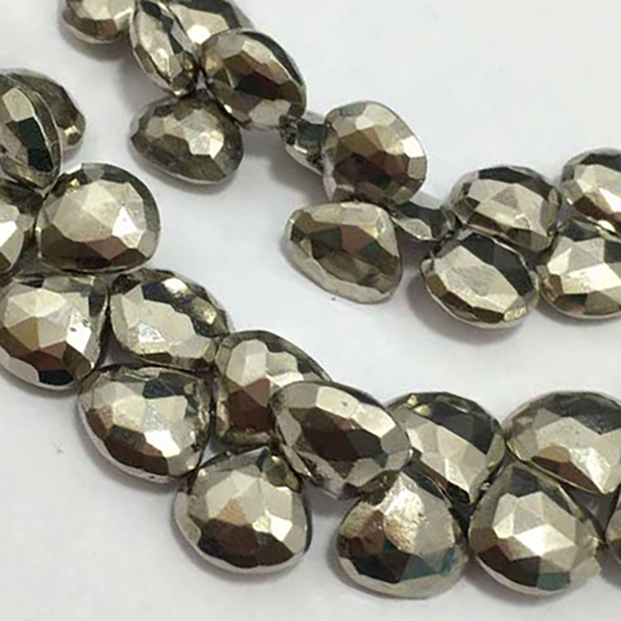 wholesaler Steel Pyrite Faceted Hearts 8mm to 10mm Beads