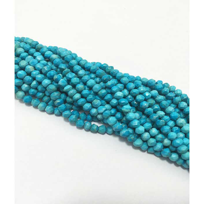 Top Quality Turquoise Faceted Roundel 3MM To 3.5MM Beads
