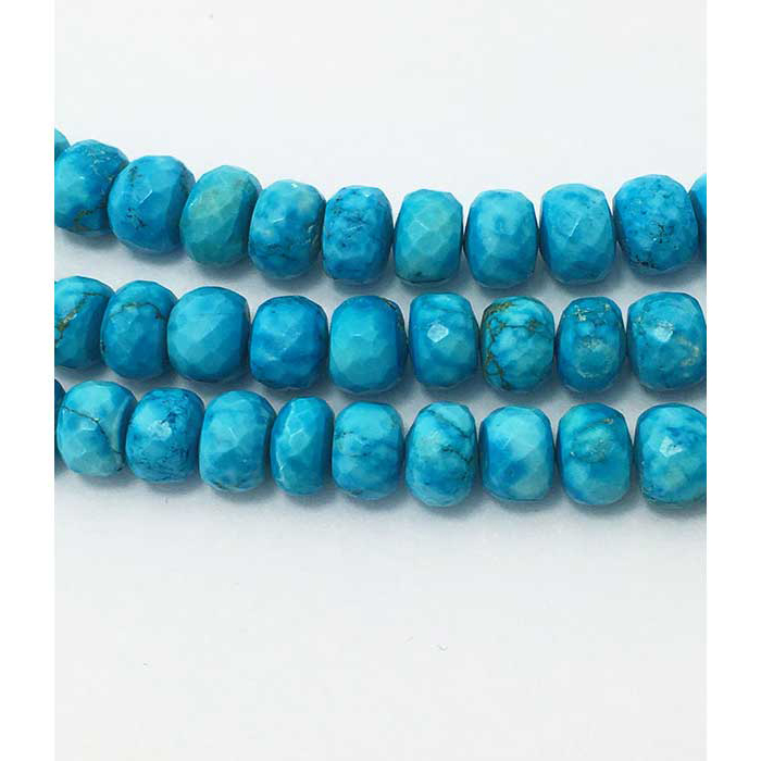 Loose Turquoise Faceted Roundel 6MM To 7MM Beads