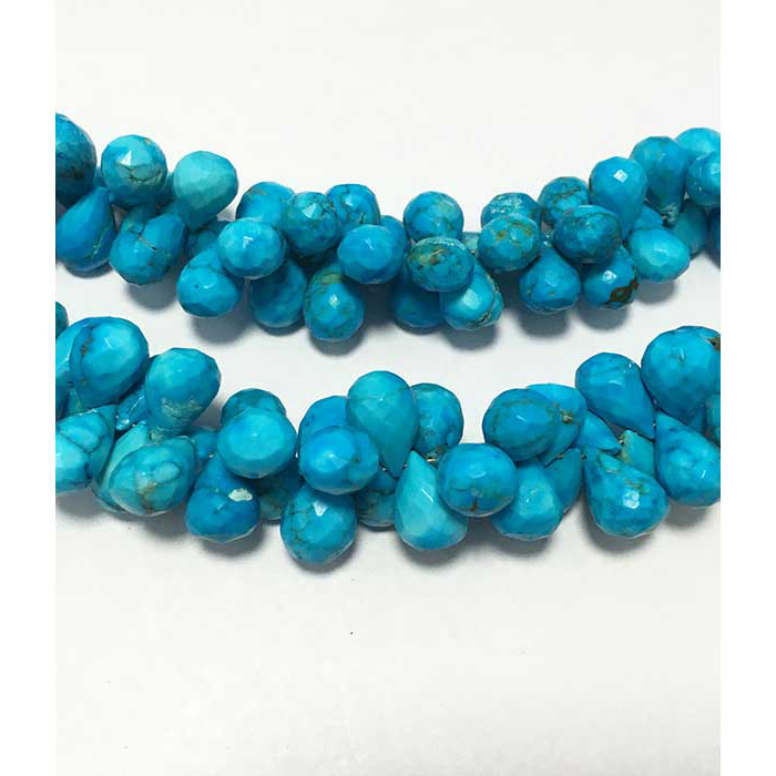 Semi Precious Turquoise Faceted Drops Briolette 7MM To 8MM Beads