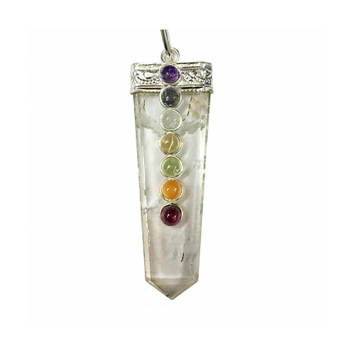 Large Chakra Symbols Sterling Silver Pencil with natural gemstone